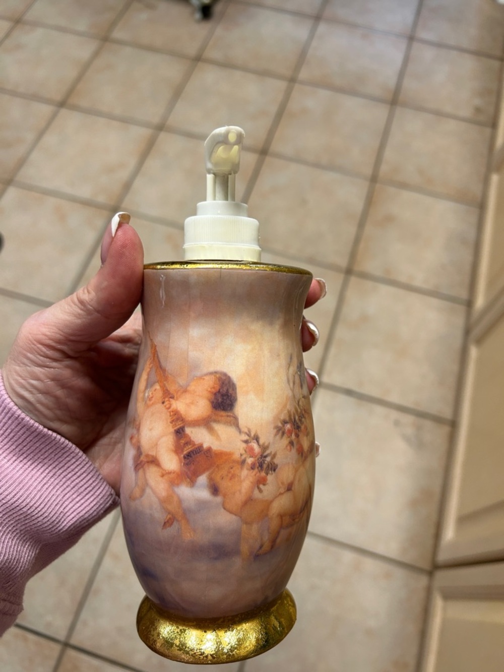 Vintage NEW Decorative Ceramic Cherub Soap/Lotion Dispenser